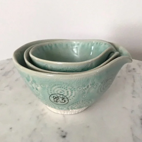 Anthropologie Handmade Glazed Stoneware Measuring Cups Bowls New In Box - Picture 7 of 11